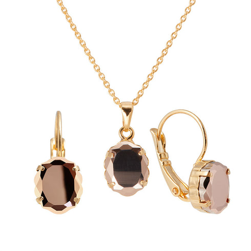 Komplektas "Baroko Veidrodis (Rožių Auksas)" su Swarovski™ kristalais